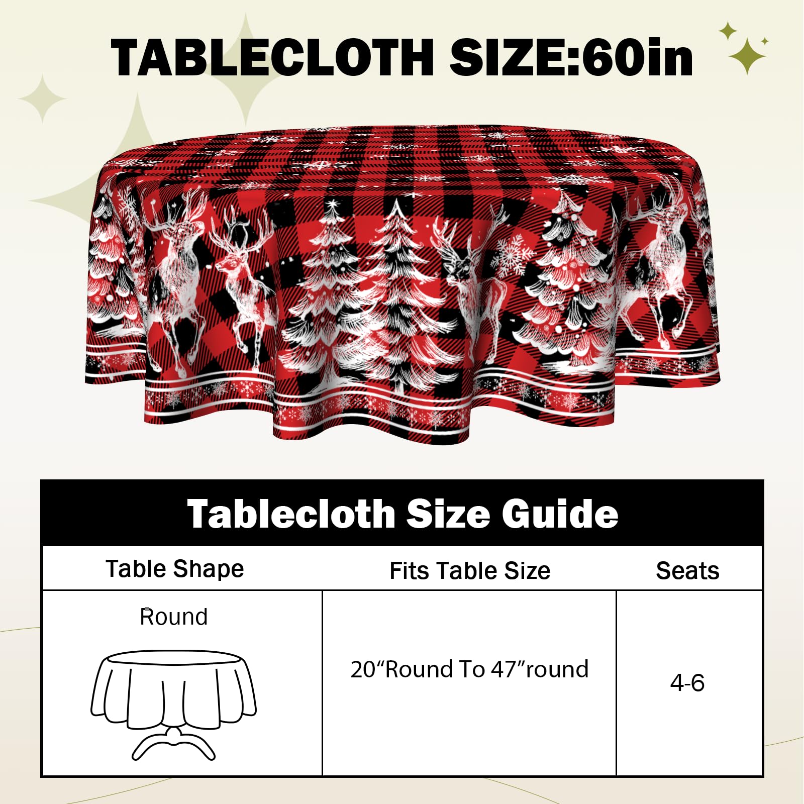 VentuCoven farmhouse red plaid round tablecloth brightens casual meals