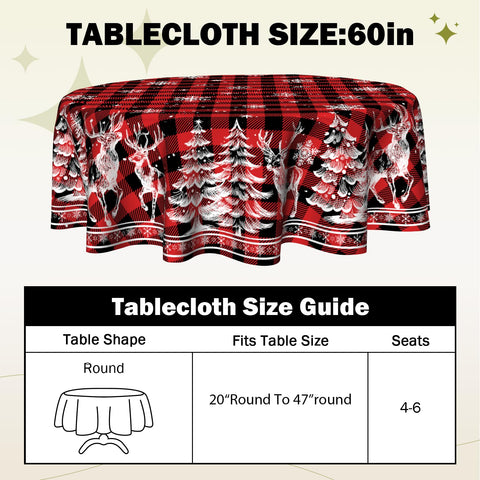 VentuCoven farmhouse red plaid round tablecloth brightens casual meals