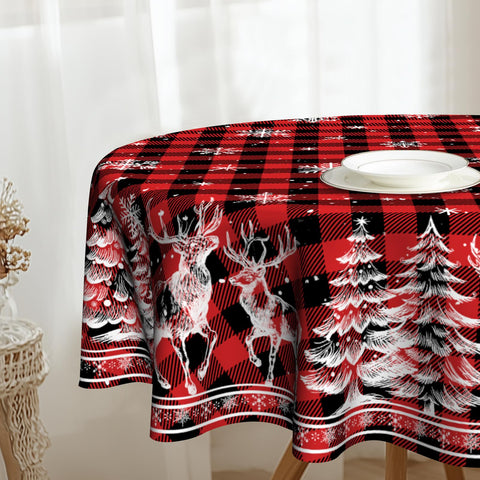 VentuCoven round tablecloth showcases easy care polyester material