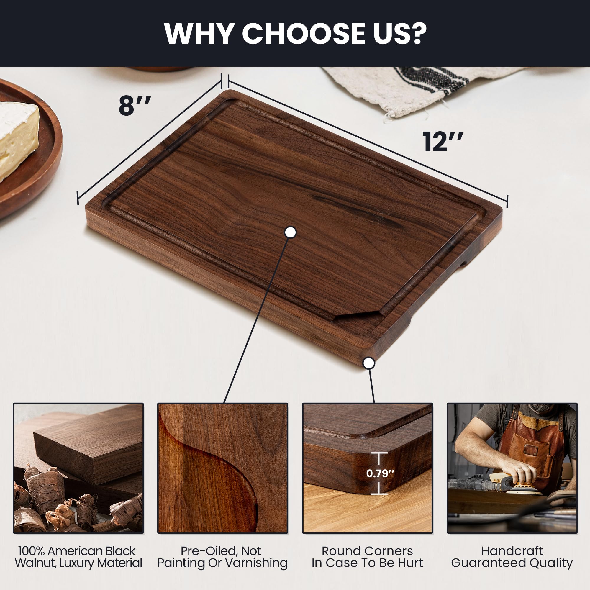 Venusmiles board showcases North American walnut grain and natural color.