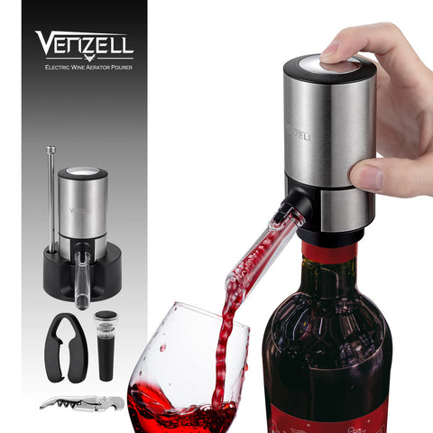 VENZELL electric wine aerator pourer with one-button operation for quick aeration.