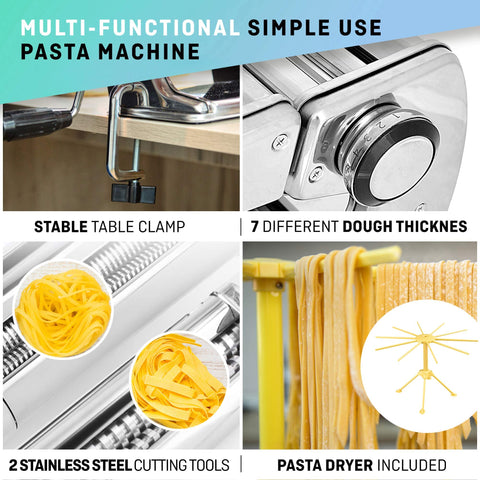 VeoHome pasta maker 7-thickness settings helps you tailor sheets for lasagna or ravioli