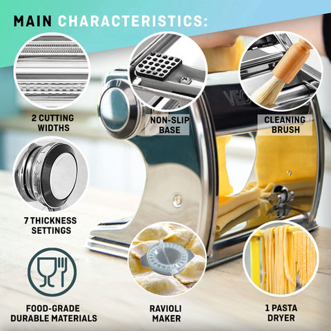 VeoHome pasta maker with drying rack keeps strands separate for smoother drying