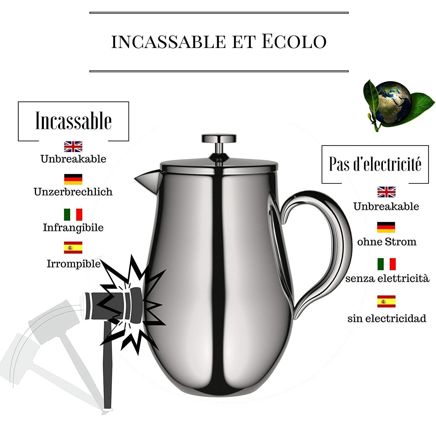 VeoHome double-wall insulation keeps coffee hot safely.