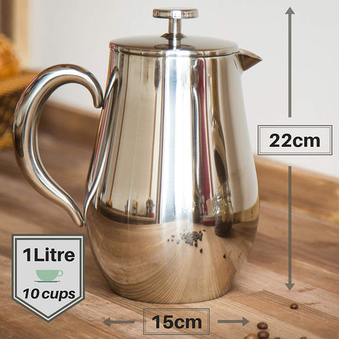 VeoHome piston coffee maker interior filter visible for tea or coffee.