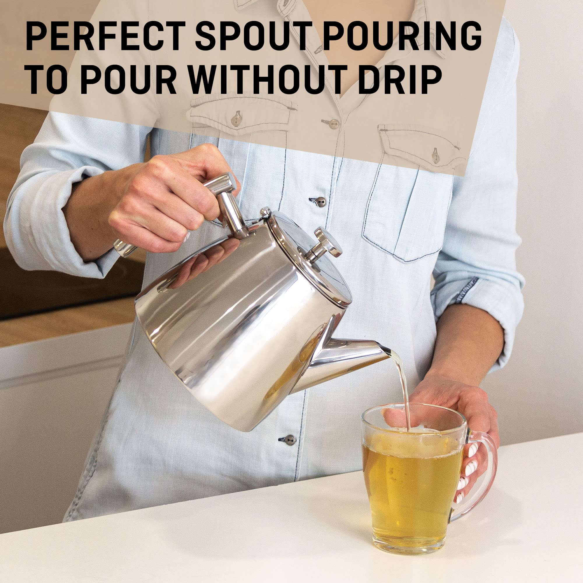 VeoHome double-wall insulated teapot keeps tea warm longer.