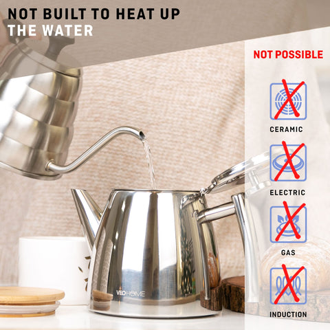 VeoHome tea pot pouring smoothly into a cup.