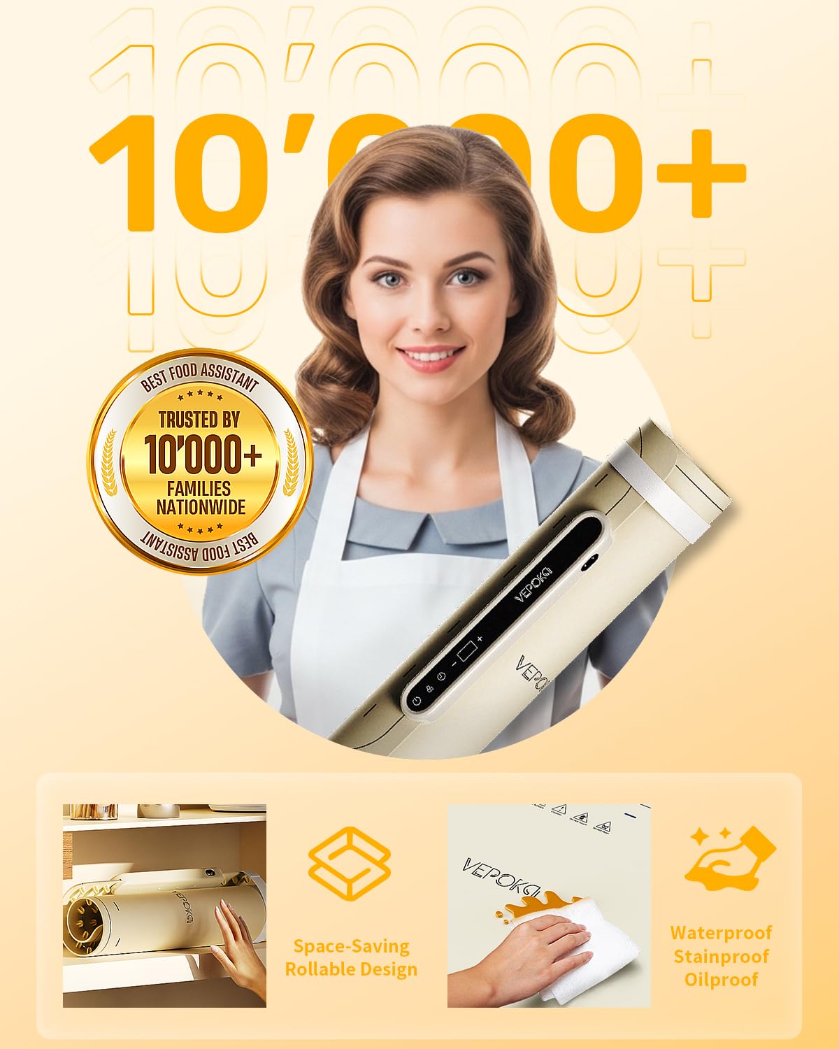 VEPOKA warming mat silicone feet protect countertops from heat.