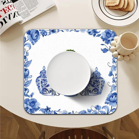 Veqzc Chinoiserie mat used as coffee bar mat for cups and mugs