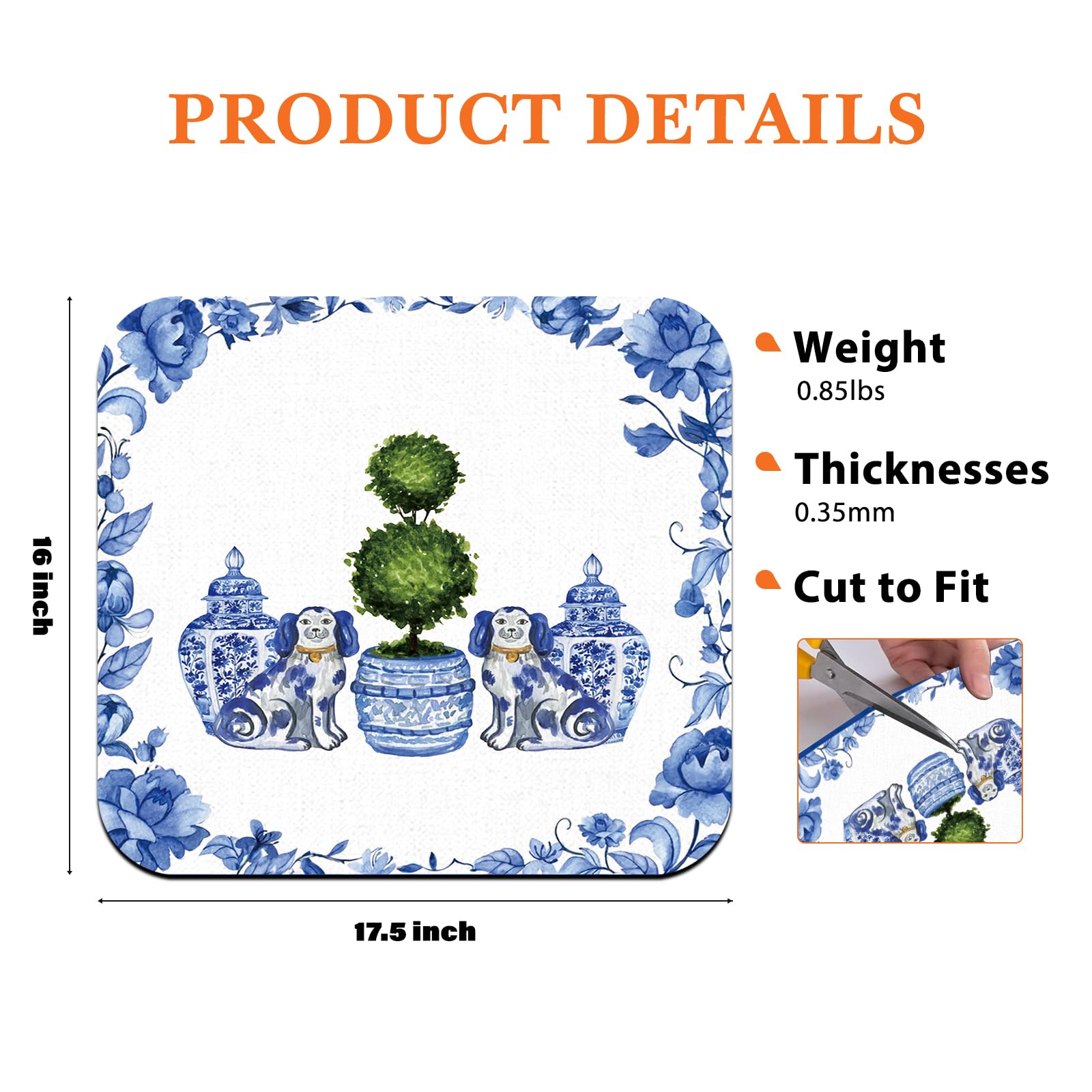 Veqzc Chinoiserie mat used as a pet feeding mat to catch spills
