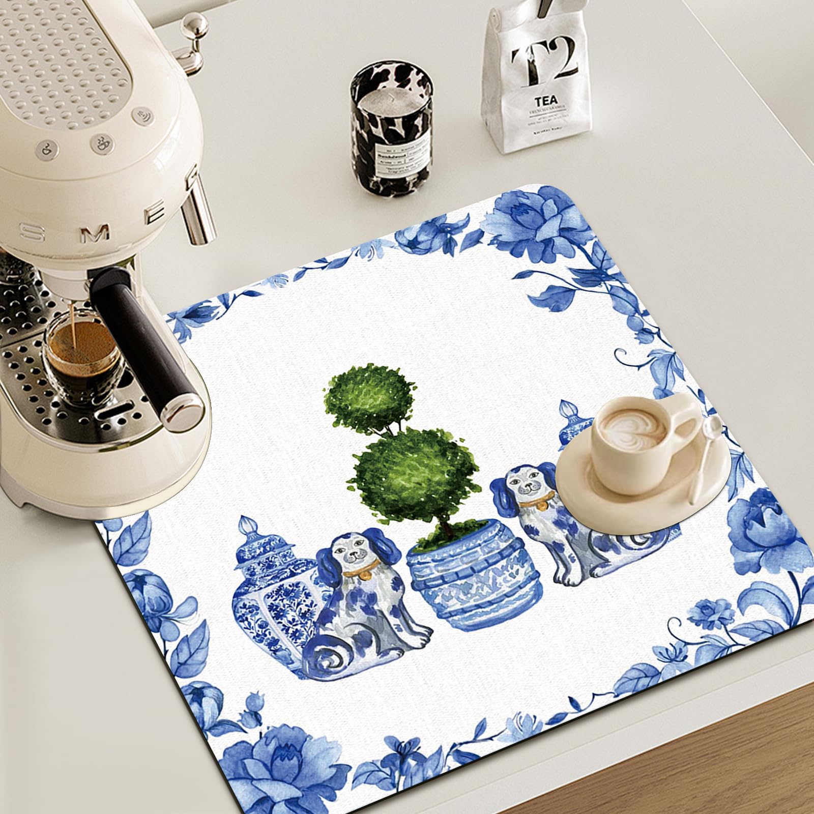 Veqzc chinoiserie drying mat rolled for compact storage under cabinets