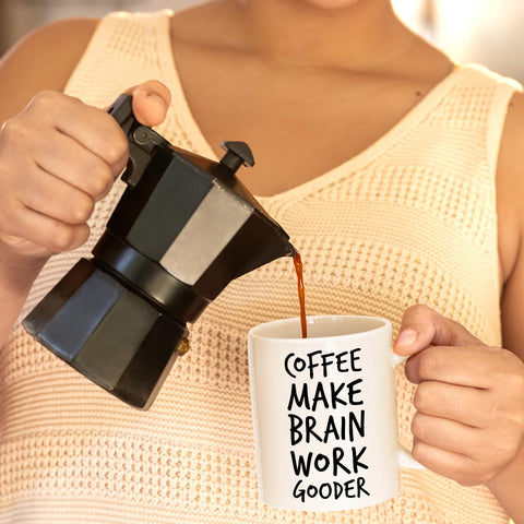 Veracco coffee mug side print shown on a desk for style.