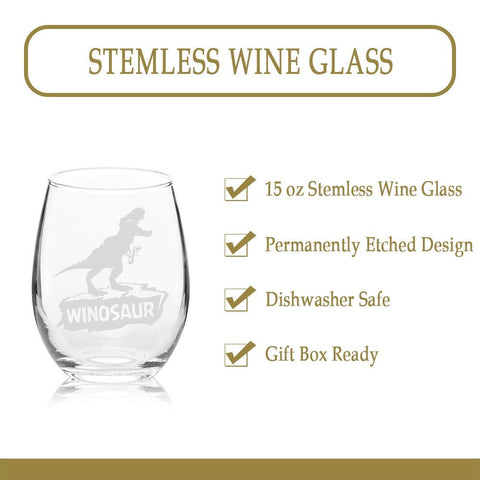Dishwasher-safe Veracco Winosaur stemless glass with crystal clarity.