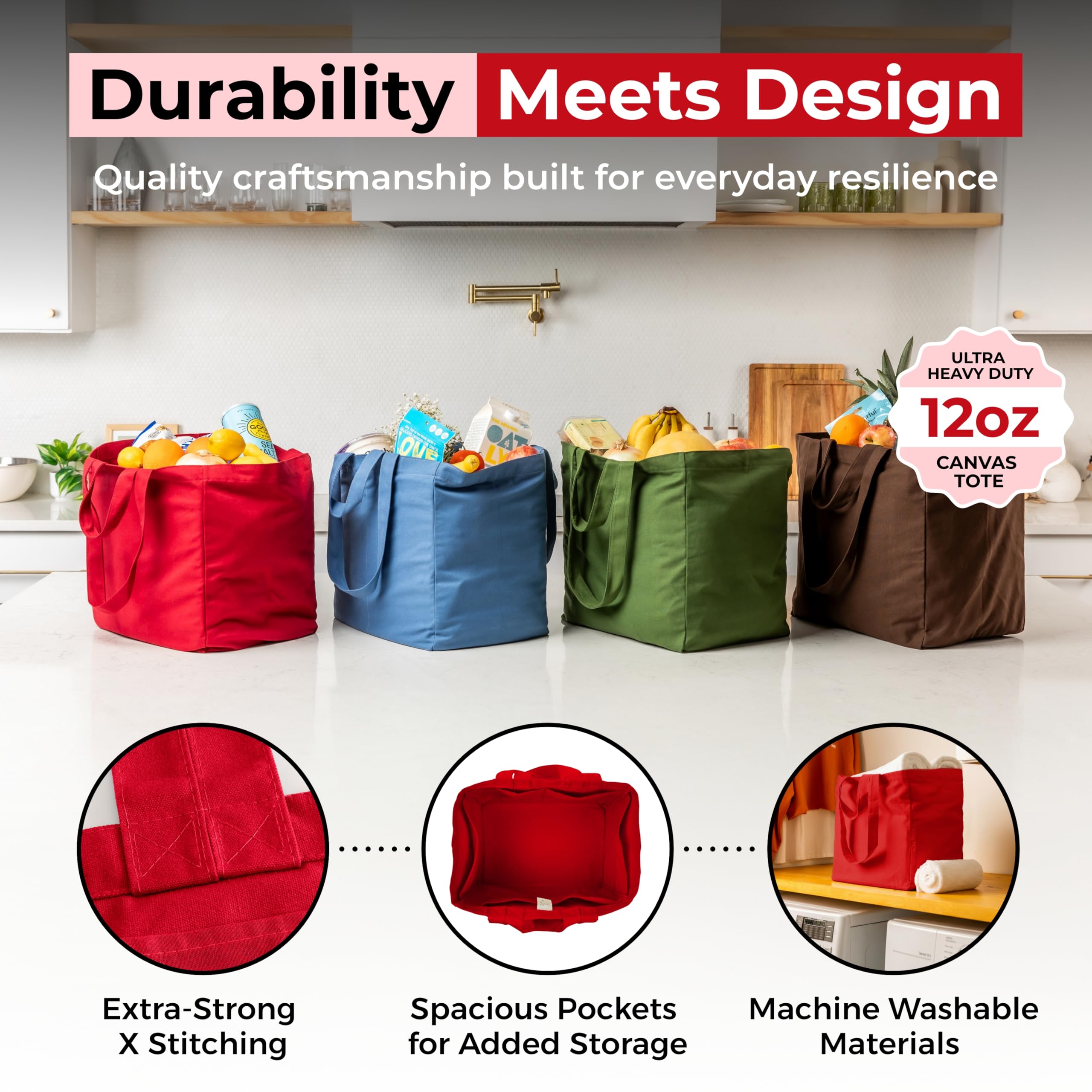 VeraMia canvas bag features a long shoulder strap for hands free carrying