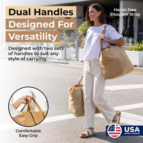 VeraMia 80-lb capacity bag demonstrates sturdy construction for heavy groceries.