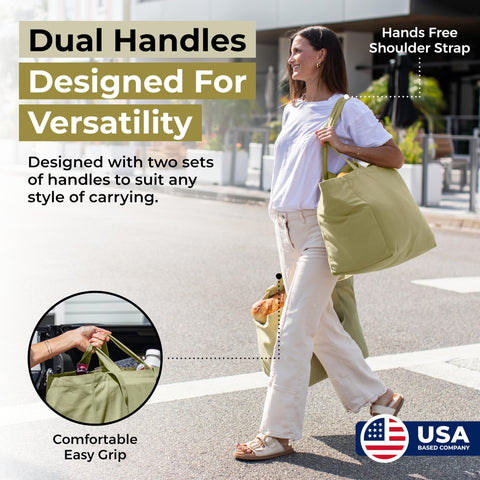 VeraMia bag features dual handles and a long shoulder strap for versatile carrying.