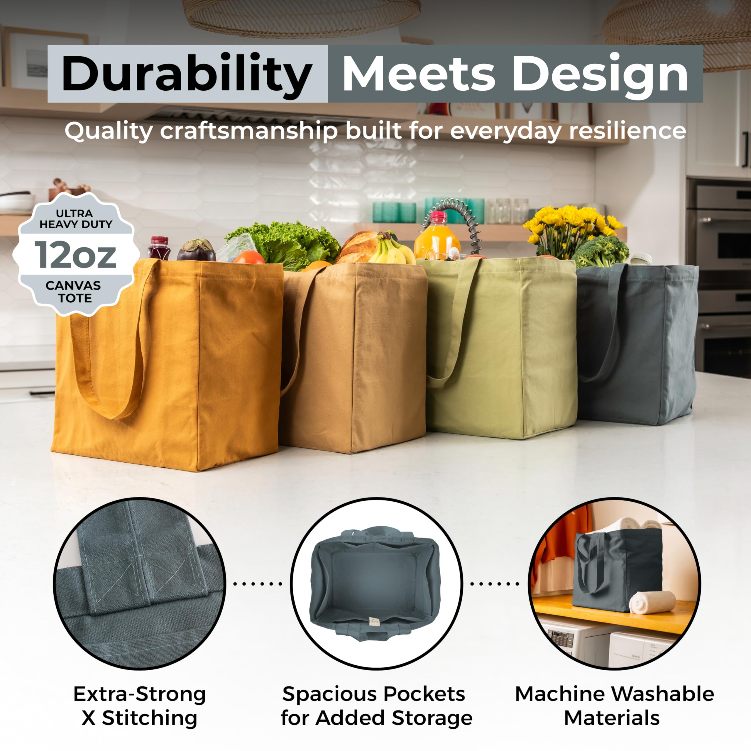 VeraMia 12oz canvas bag withstands up to 80 lbs.