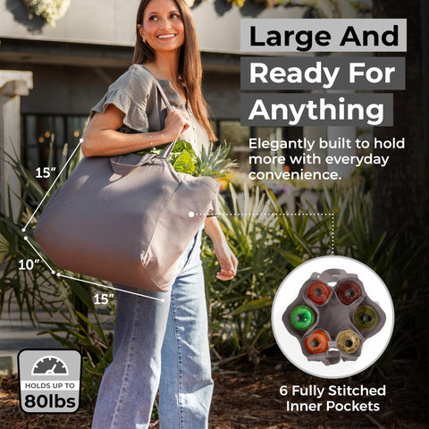 VeraMia heavy-duty 12oz canvas for daily shopping durability.