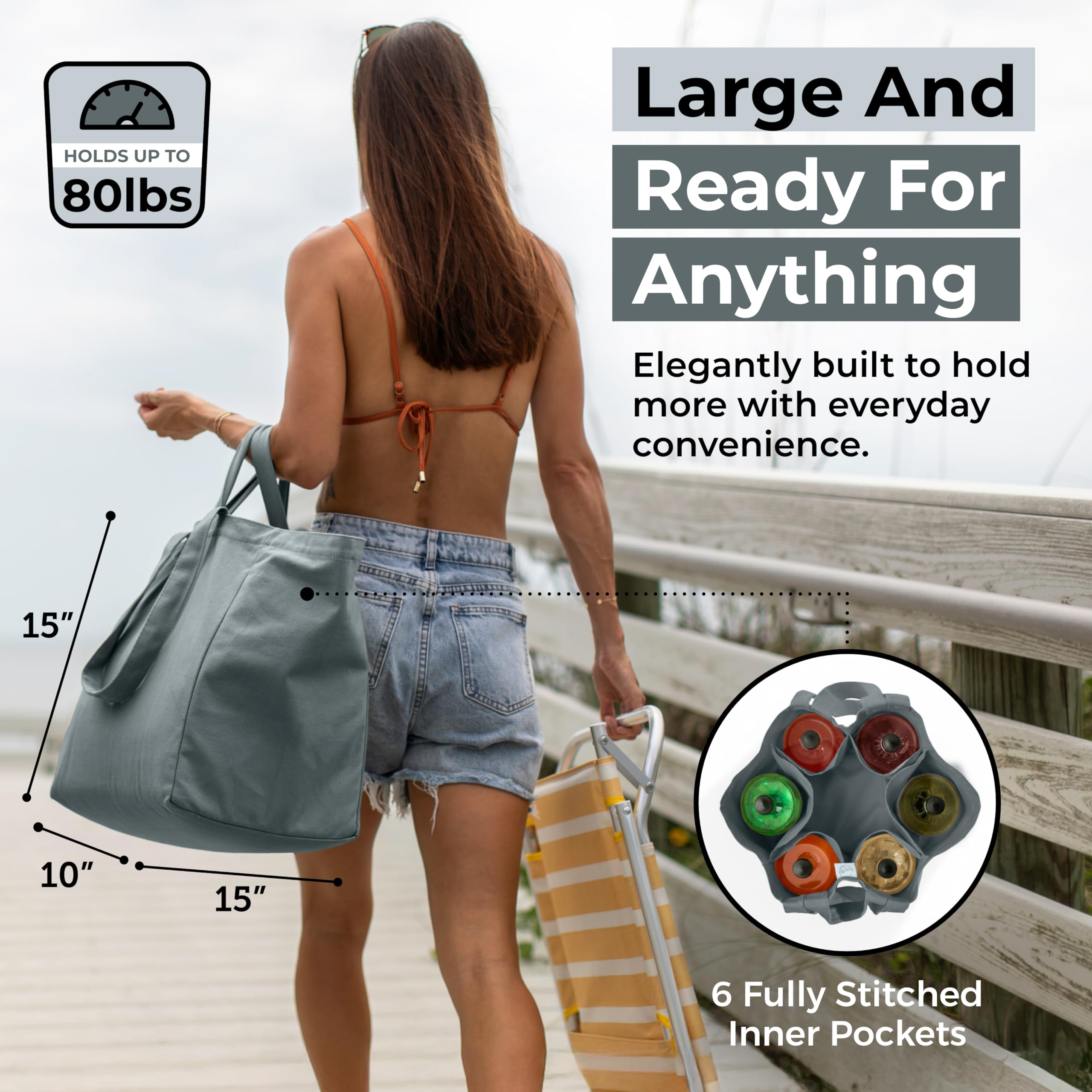 VeraMia bag features real bottle pockets to secure six 2L bottles.