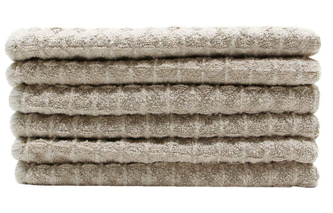 VeraSong khaki six-pack dish cloths ready for everyday drying.
