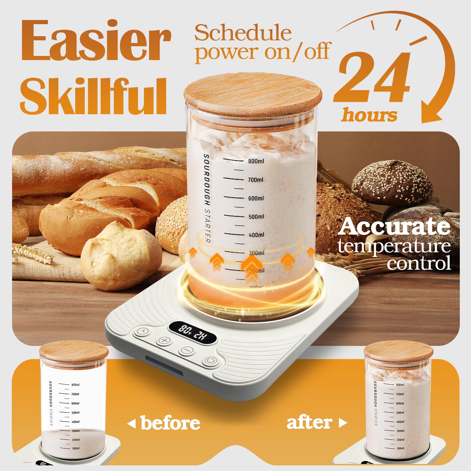 Vercclik sourdough warmer mat compact design fits on small countertops.