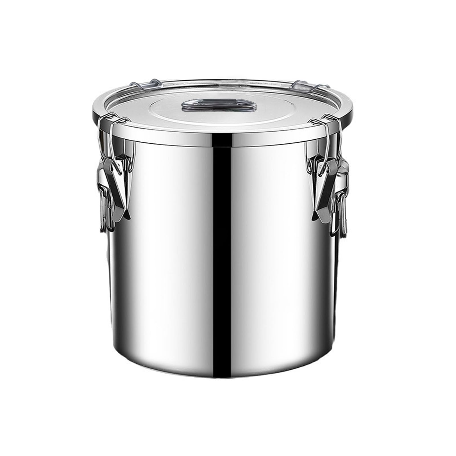 Verdeho stainless steel container with airtight lid and side clips for freshness.