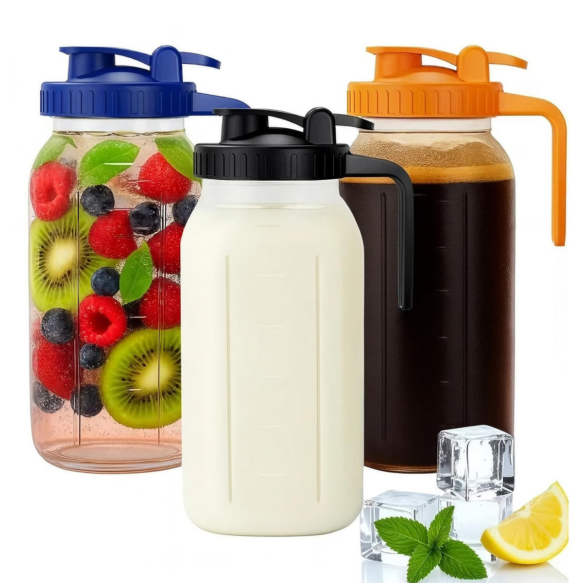 Veri Beond 64oz Mason Jar Pitcher with pour spout for mess-free serving