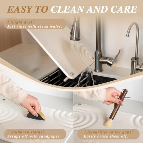 VERIFOST Pearl White drying stone protects floors under plant pots and bowls.