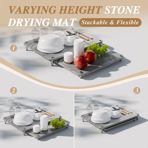 VERIFOST Pearl White drying stone with non-slip feet stays stable during use.