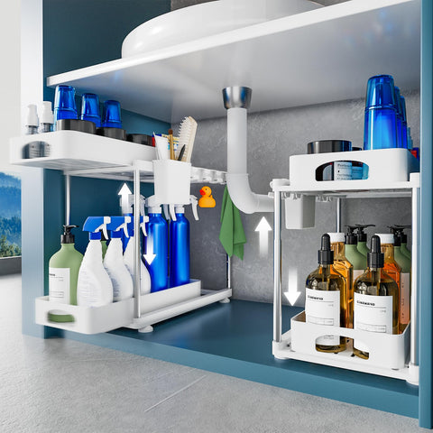 VERIFOST under-sink organizer with dual pull-out for easy item access