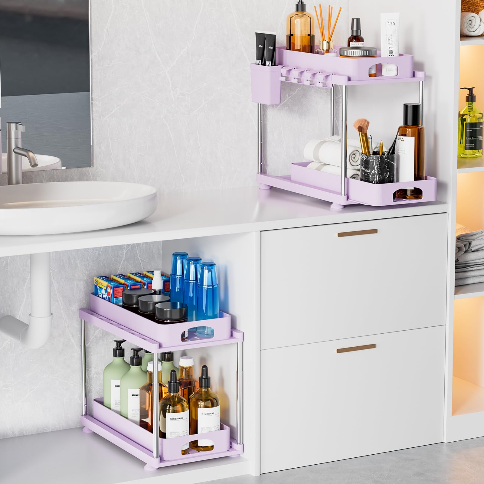 VERIFOST multi-scenario organizer fits kitchen, bathroom, or laundry areas.