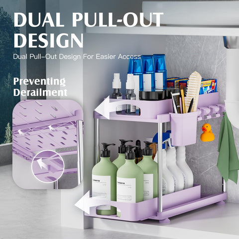 VERIFOST two-tier system maximizes vertical storage under sinks.