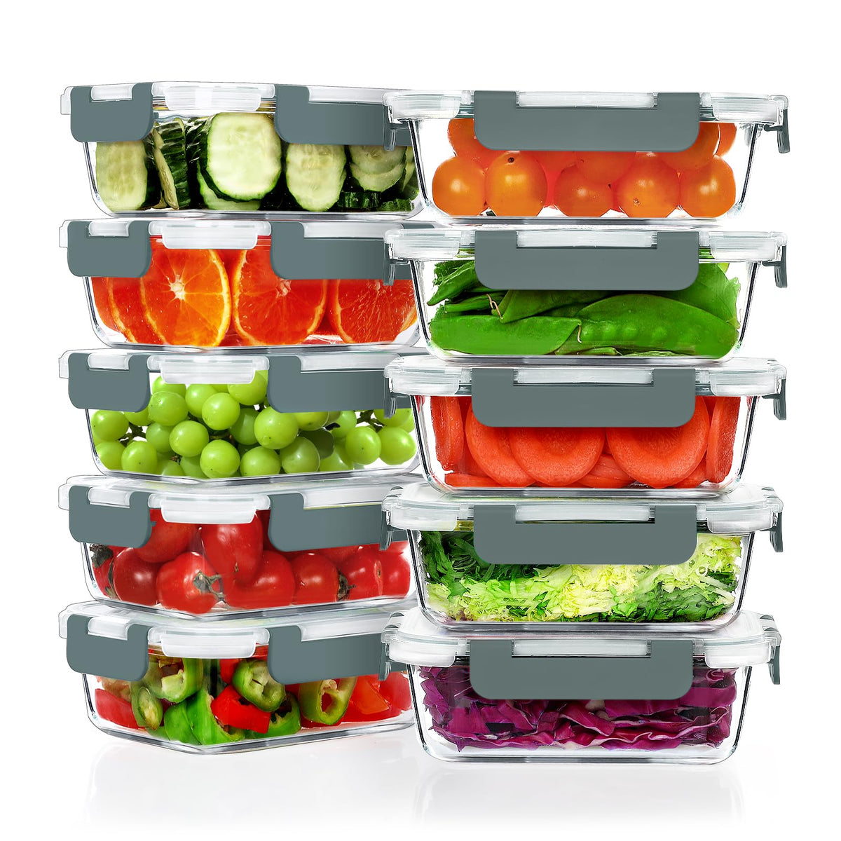 VERONES 22 oz glass meal prep container showing clear glass for easy portioning.