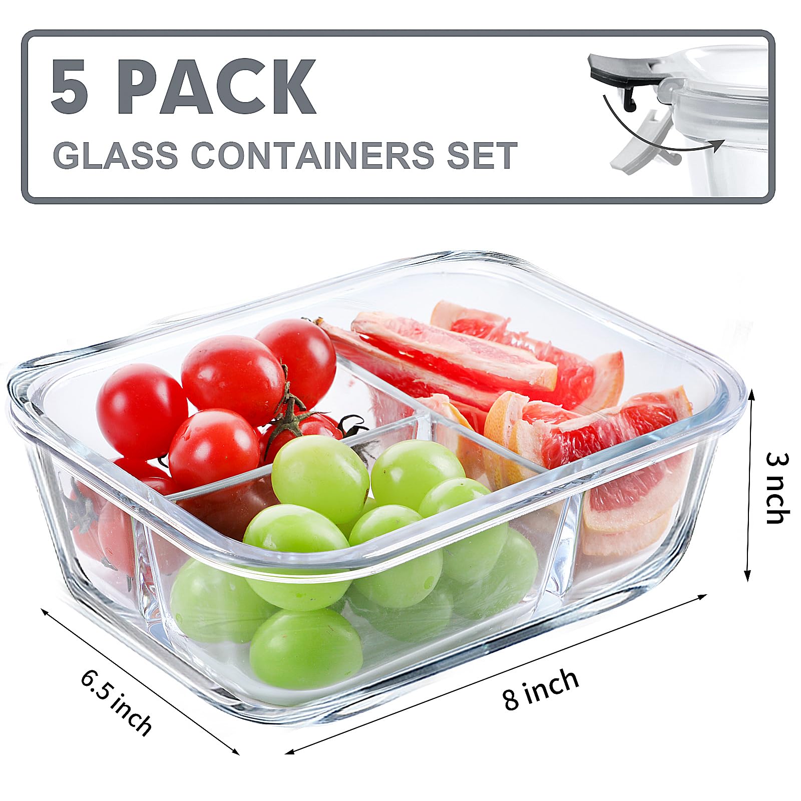VERONES glass lunch containers with airtight lids preventing spills