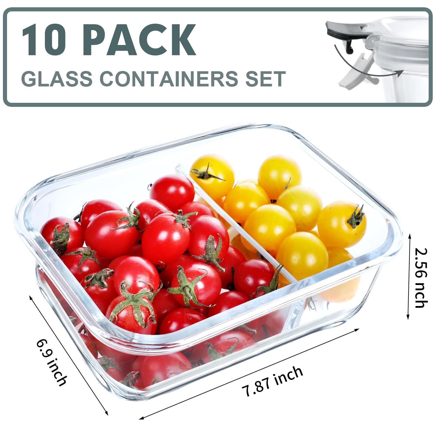 VERONES two-compartment container showing airtight locking lid for leak prevention.