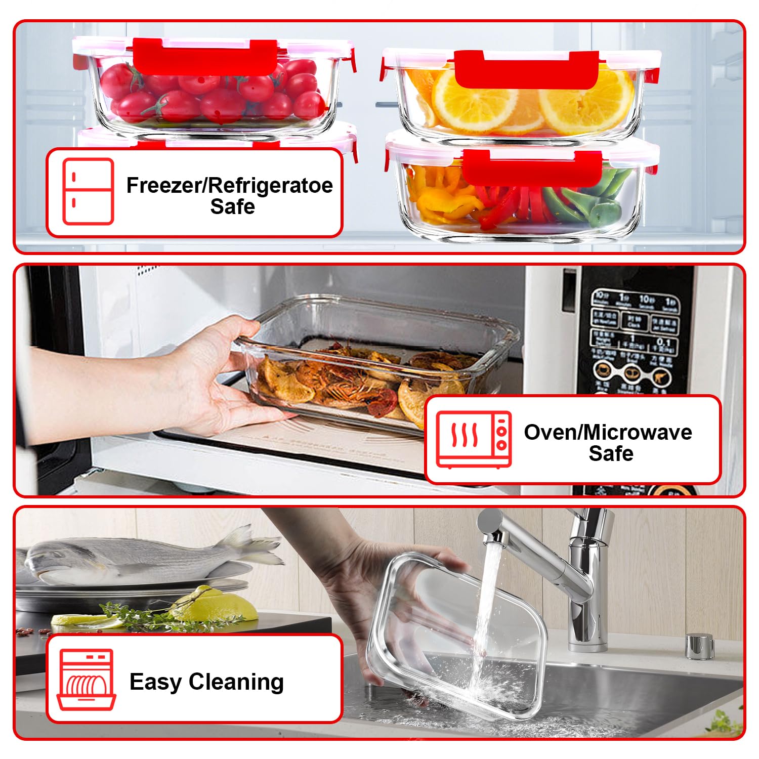 VERONES borosilicate glass withstands oven and microwave heating for easy reheating.