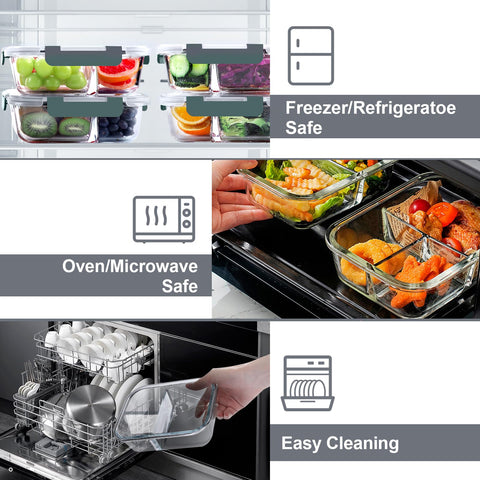 VERONES borosilicate glass storage containers safe for microwave heating