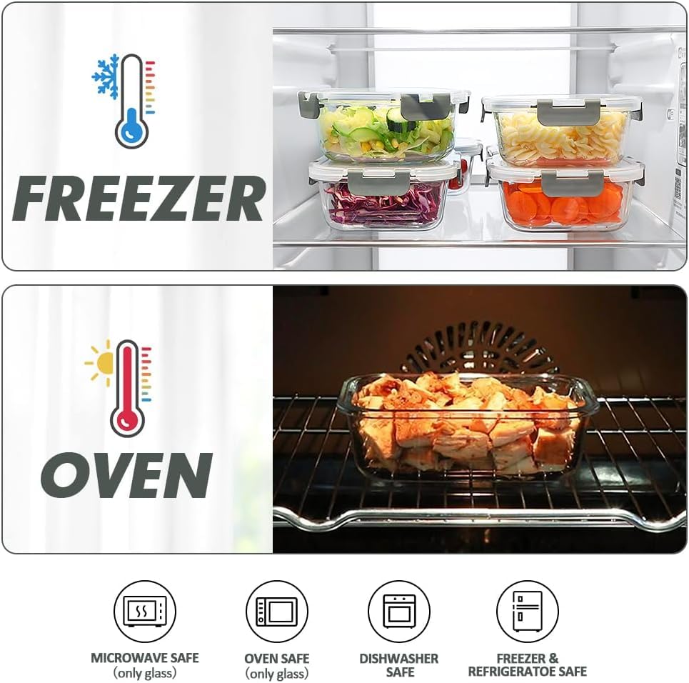 VERONES dishwasher-safe glass containers for easy cleanup.