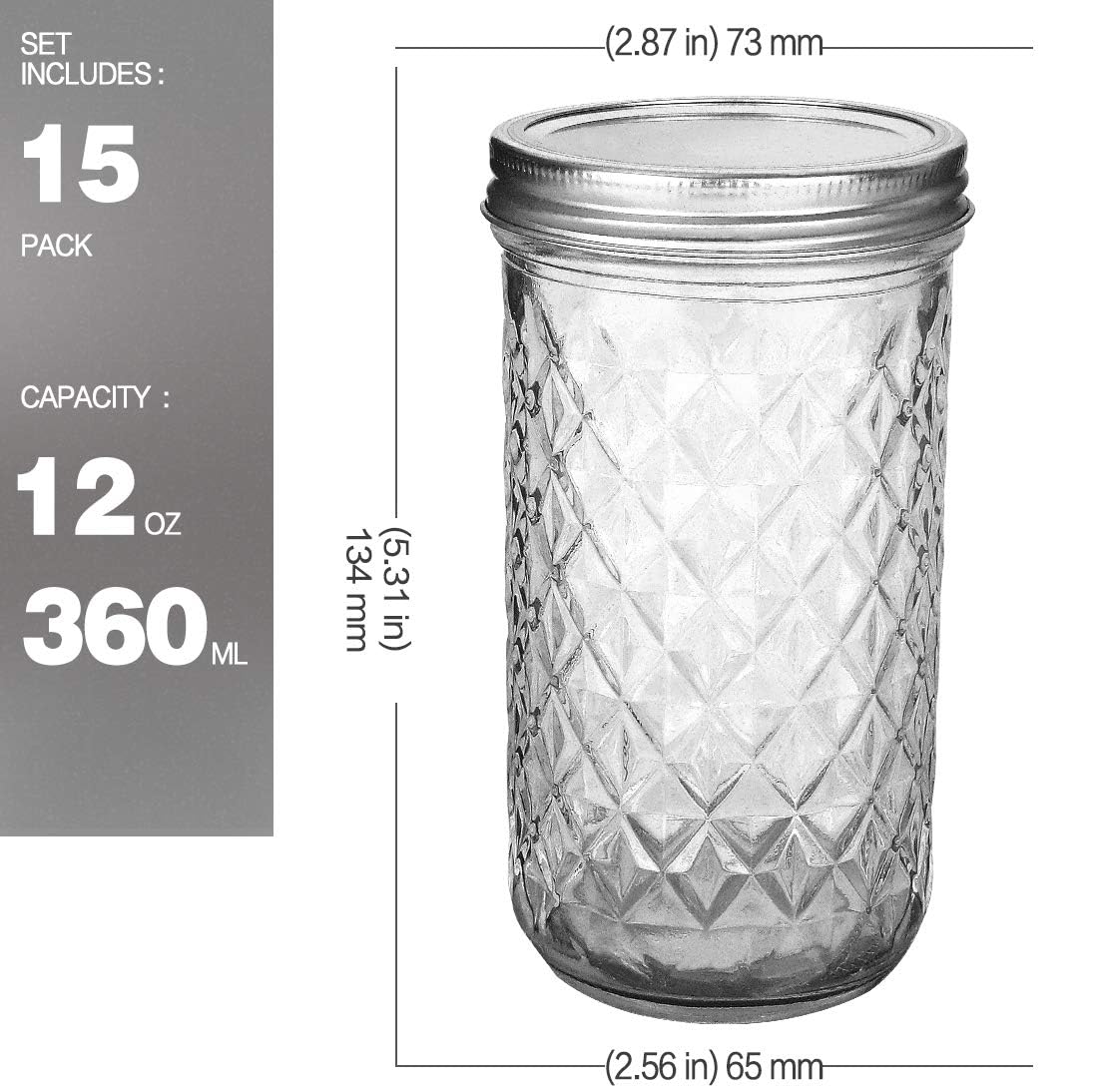 VERONES mason jar filled with colorful jam, clear glass shows contents