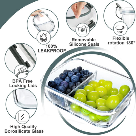 VERONES microwave-safe glass container with lid removed for reheating convenience.