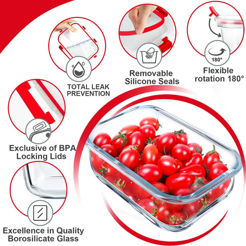 VERONES stackable containers save cabinet space during meal prep.