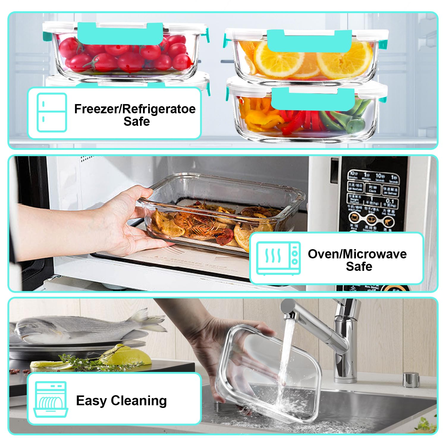 VERONES stackable glass containers maximize kitchen cabinet space
