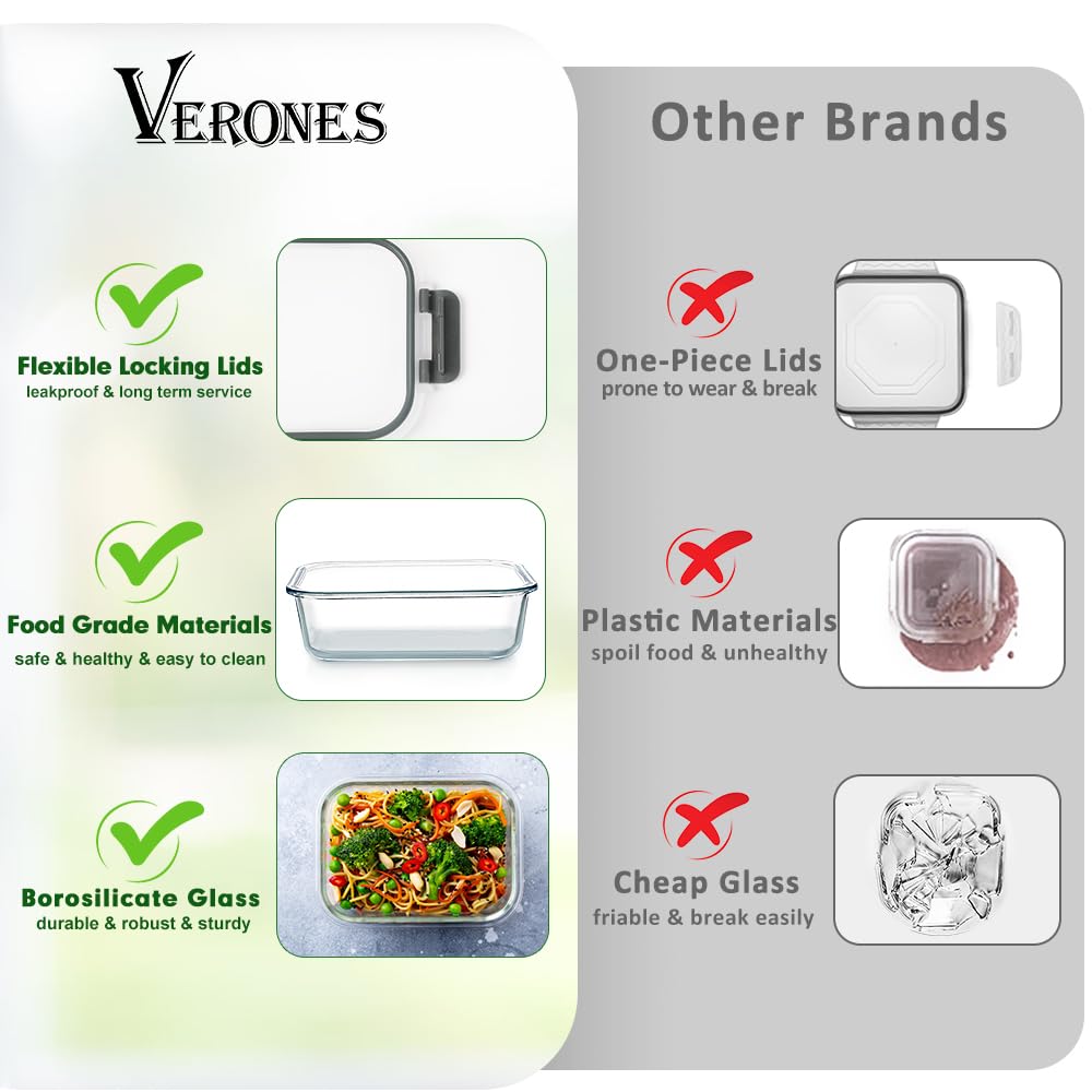 VERONES stackable glass containers save cabinet space.
