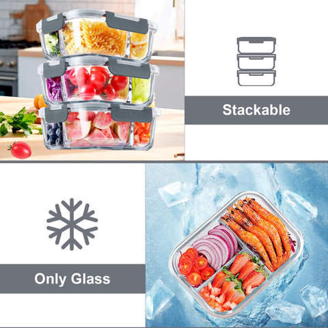 VERONES stackable glass food containers saving cupboard space