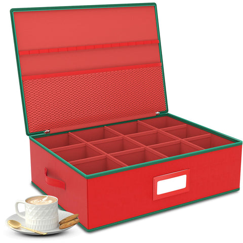 VERONLY Christmas mug storage box top view with stackable protection.