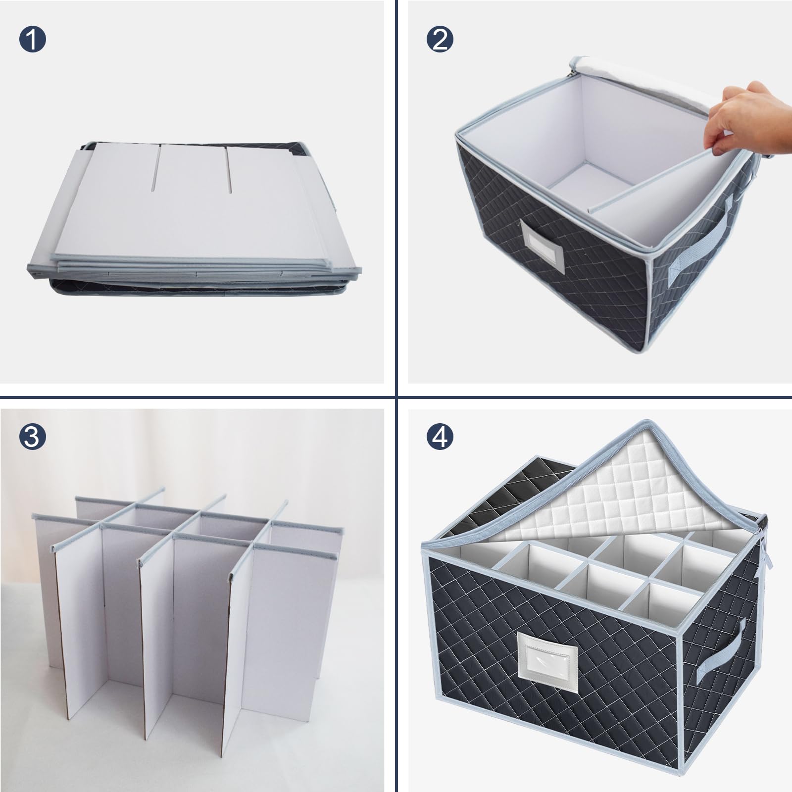 VERONLY durable microfiber exterior of wine glass storage box protecting glassware daily use.