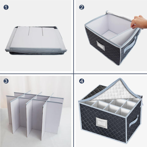 VERONLY durable microfiber exterior of wine glass storage box protecting glassware daily use.