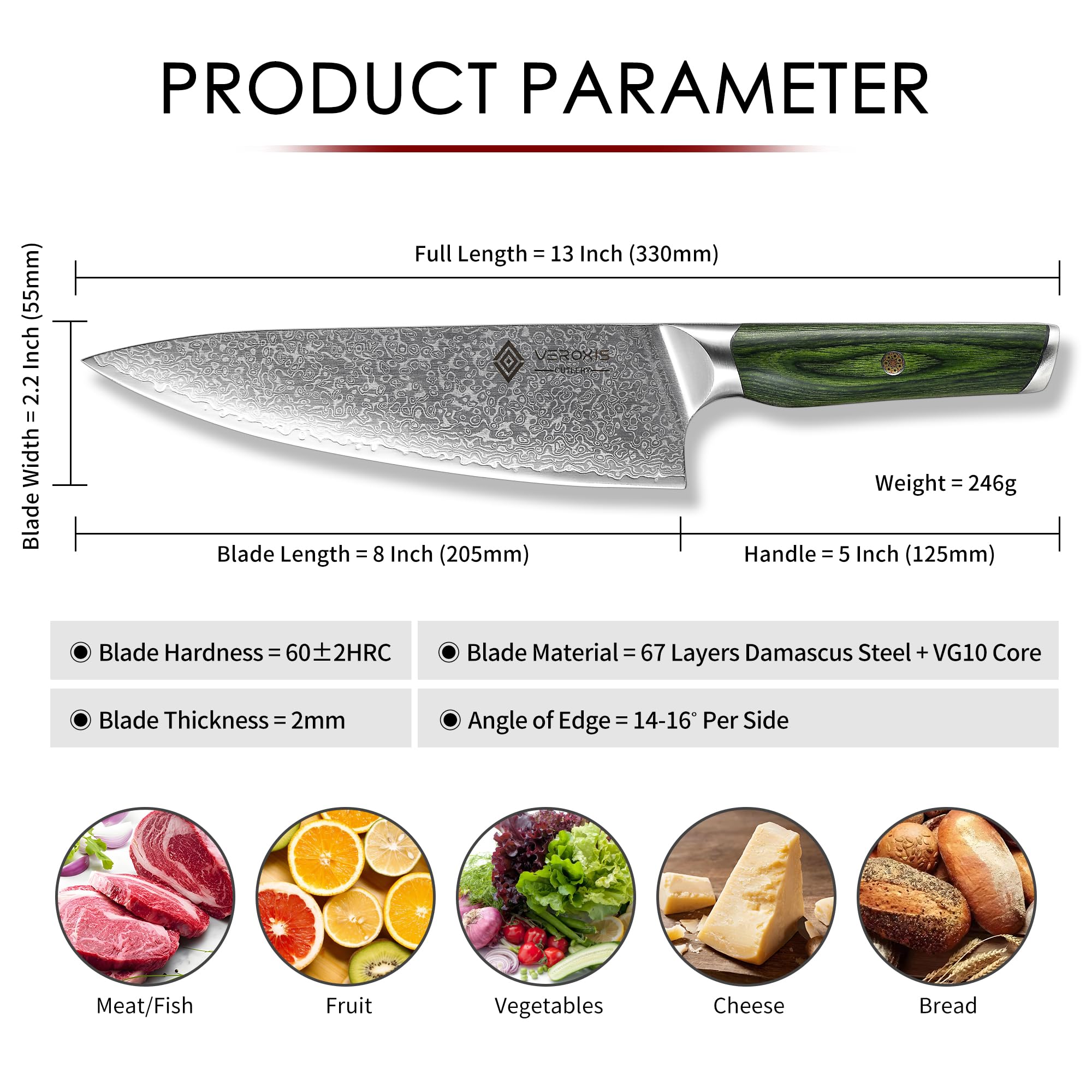 VEROXIS Damascus knife in premium gift box packaging for gifting