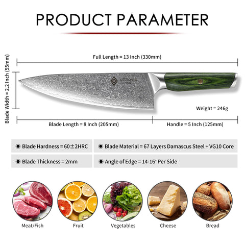 VEROXIS Damascus knife in premium gift box packaging for gifting