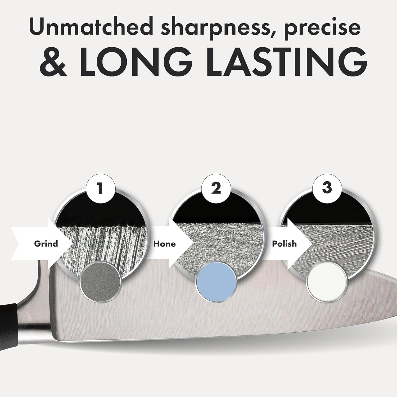 Premium wood finish base adds style and stability during sharpening